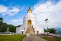 Scenic view of World Peace Pagoda (Pokhara Shanti Stupa) Buddhist temple in Pokhara Nepal Royalty Free Stock Photo