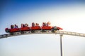 Scenic view of the worlds fastest roller coaster Formula Rossa in Ferrari world amusement park in Yas Island, Abu Dhabi. Tele