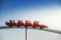 Scenic view of the worlds fastest roller coaster Formula Rossa in Ferrari world amusement park in Yas Island, Abu Dhabi. Tele