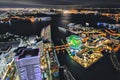 Scenic view of Yokohama Bay Illumination at Yokohama Landmark Tower at Night, Yokohama, Kanagawa, Japan Royalty Free Stock Photo