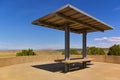 Scenic viewpoint with bench and sun canopy