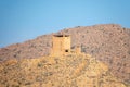 Scenic views of old building, mountains and sunsets, from El Gantera, Biskra Royalty Free Stock Photo