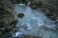 Scenic views of rapids of Aniene river near town of Subiaco, Italy