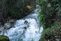Scenic views of rapids of Aniene river near town of Subiaco, Italy
