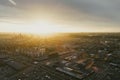 Scenic Vilnius city panorama in winter, Zirmunai district of a town. Aerial sunset view. Winter city scenery in Lithuania