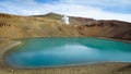 Scenic volcano crater lake panoramic view Iceland Royalty Free Stock Photo