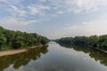 Scenic Wabash river vista in the summer set against dramatic sky, Indiana