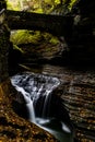 Scenic Waterfall in Autumn - Rainbow Falls & Triple Cascade - Watkins Glen State Park - Watkins Glen, New York