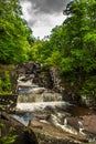 Scenic Waterfall In Forest Landscape In Scotland Royalty Free Stock Photo