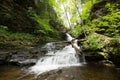 Scenic Waterfall in Ricketts Glen State Park in The Poconos in P