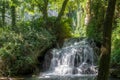 Scenic waterfall surrounded by the green forest