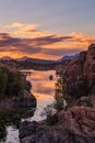 Scenic Watson Lake Sunset Reflection Landscape Royalty Free Stock Photo