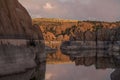 Scenic Watson Lake Sunset Reflection Royalty Free Stock Photo