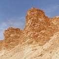 Scenic weathered orange rocks in stone desert