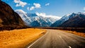 Scenic winding road along Lake Pukaki to Mount Cook National Park, South Island, New Zealand.