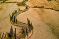 Scenic Winding Road and Crop Fields in Tuscany Royalty Free Stock Photo