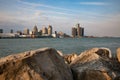 Scenic Windsor Ontario Riverfront Sunny Afternoon View of Detroit, Michigan