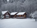 Scenic Winter Beauty of a Small Snow-Covered Village