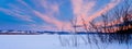 Scenic winter at frozen Lake Laberge Yukon Canada Royalty Free Stock Photo