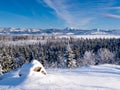 Scenic winter at frozen Lake Laberge Yukon Canada Royalty Free Stock Photo