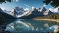 A scenic winter landscape of Banff National Park in Canada