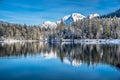 Scenic winter landscape in Bavarian Alps at mountain lake Hintersee, Germany Royalty Free Stock Photo