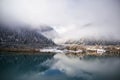 Scenic winter landscape at Issyk Lake, Almaty, Kazakhstan