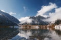 Scenic winter landscape at Issyk Lake, Almaty, Kazakhstan