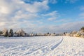 scenic winter landscape in Munich, Allach, Bavaria Royalty Free Stock Photo