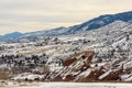 Scenic winter landscape in Red Rocks Park Royalty Free Stock Photo