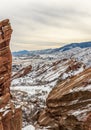 Scenic winter landscape in Red Rocks Park Royalty Free Stock Photo