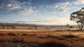 Scenic Winter Landscape In Rural Australia Near Small Village