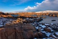 Scenic winter landscape at Watson Lake in Prescott, Arizona