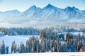 Scenic winter morning in mountains