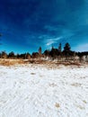 Scenic winter mountain landscape in the backroads of Laramie , Wyoming