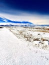 Scenic winter mountain landscape in the backroads of Laramie , Wyoming