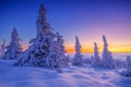 Scenic winter sunrise in mountains Royalty Free Stock Photo