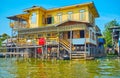 The scenic wooden house on Inle Lake, Myanmar Royalty Free Stock Photo