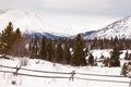 Scenic Yukon Canada winter mountains ranch fence Royalty Free Stock Photo