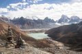 Scenics view of Himalaya mountain range at Renjo la pass everest base camp trekking Nepal Royalty Free Stock Photo