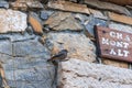 A scenics view of a little black bird on a stone wall in the mountain