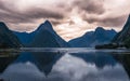 NEW ZEALAND Milford sound reflection sunrise Royalty Free Stock Photo