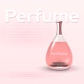 Scent splash bottle design. Female toilet water, glass packaging for aroma. Vector realistic mockup. Royalty Free Stock Photo