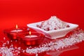 Scented bath salts and candles Royalty Free Stock Photo