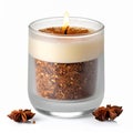 Scented Candle in Glass Container with Spices and Star Anise Decoration Royalty Free Stock Photo