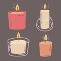 Scented candle. Set of vector flat illustrations