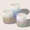 Vector Scented Candle in Traditional Asian or Japanese Ceramic Tea Cup. Gradient Colors
