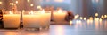 scented candles in calming white fragrances to create a soothing atmosphere at home. Royalty Free Stock Photo