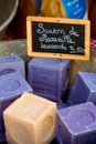 Scented soap at market stall in provence province Royalty Free Stock Photo