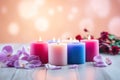 Scented spa candles setting: relaxation concept
